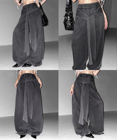 フェイクレイヤードピグメントスウェットワイドパンツ ／ fake layered pigment sweat wide pants