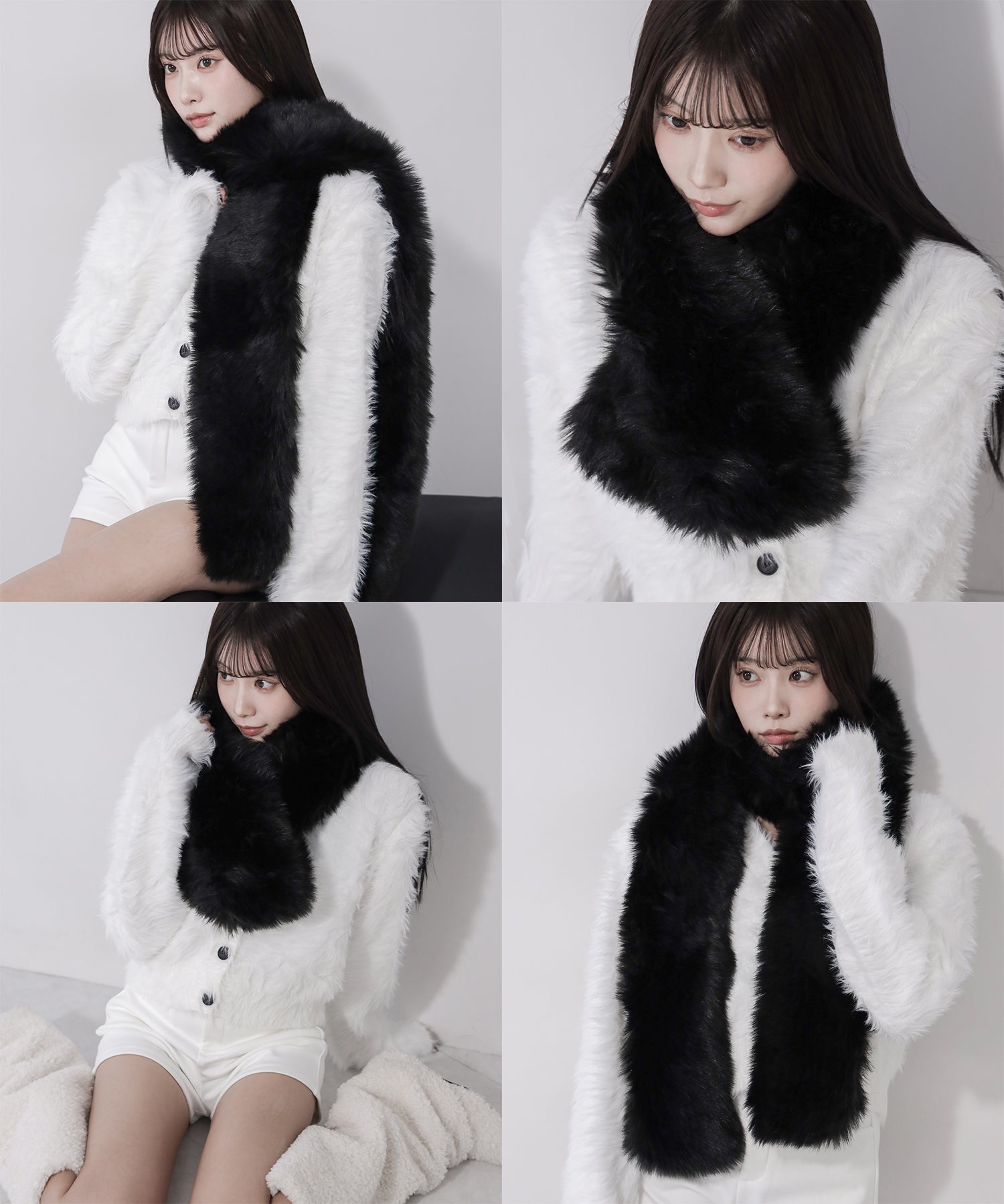 フェイクファーボリュームロングマフラー ／ fake fur volume long muffler