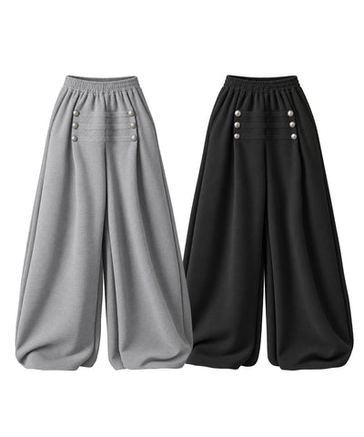 【 微起毛 】ナポレオンデザインボリュームワイドパンツ ／ napoleon design volume wide pants