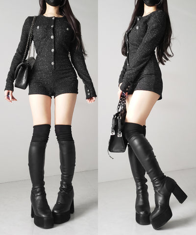 ブラックツイードレディミニオールインワン ／ black tweed lady mini allinone