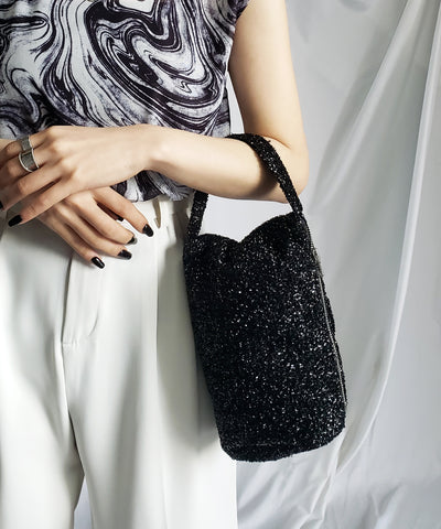 【 ２color 】メタリックシャギーハンドミニバッグ ／ metallic shaggy hand mini bag 【 韓国製 】