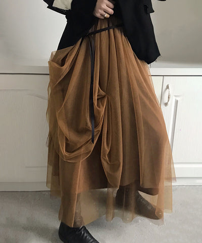 タックアシンメトリーボリュームチュールスカート