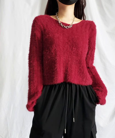 【 ７color 】ショート丈ワイドリブシャギーニット