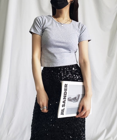 【 ５color 】カットアウトバックスリットクロップドＴシャツ