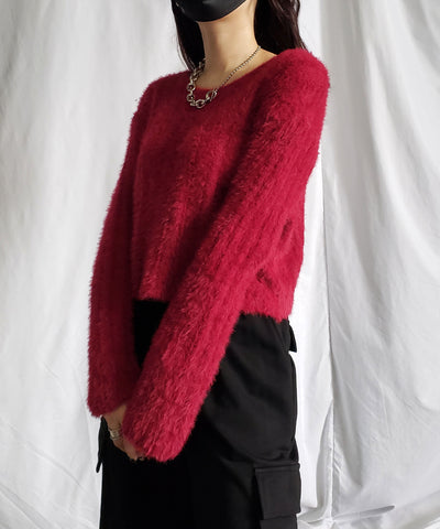 【 ７color 】ショート丈ワイドリブシャギーニット