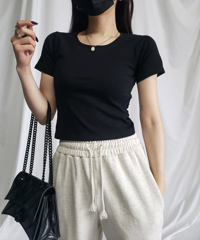 【 ５color 】カットアウトバックスリットクロップドＴシャツ