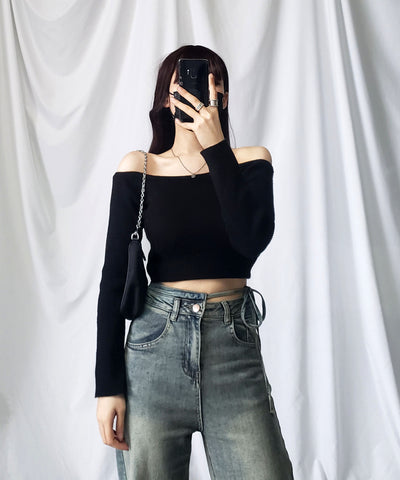 【 ４color 】カットアウトサイドリボンウォッシュストレートデニム