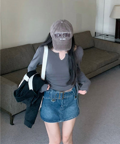【 ９color 】サイドシャーリングリボンショートデザインＴシャツ