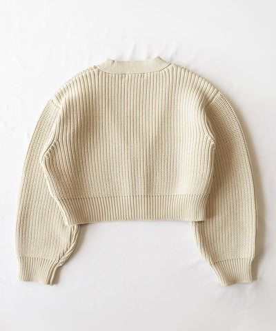 【 ミームセレクトオリジナル 】ショート丈ボリュームリブニットカーディガン ／ short volume libknit cardigan
