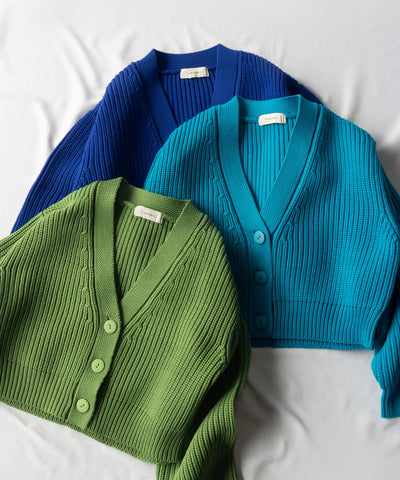 【 ミームセレクトオリジナル 】ショート丈ボリュームリブニットカーディガン ／ short volume libknit cardigan