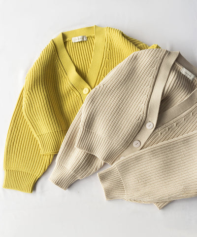 【 ミームセレクトオリジナル 】ショート丈ボリュームリブニットカーディガン ／ short volume libknit cardigan