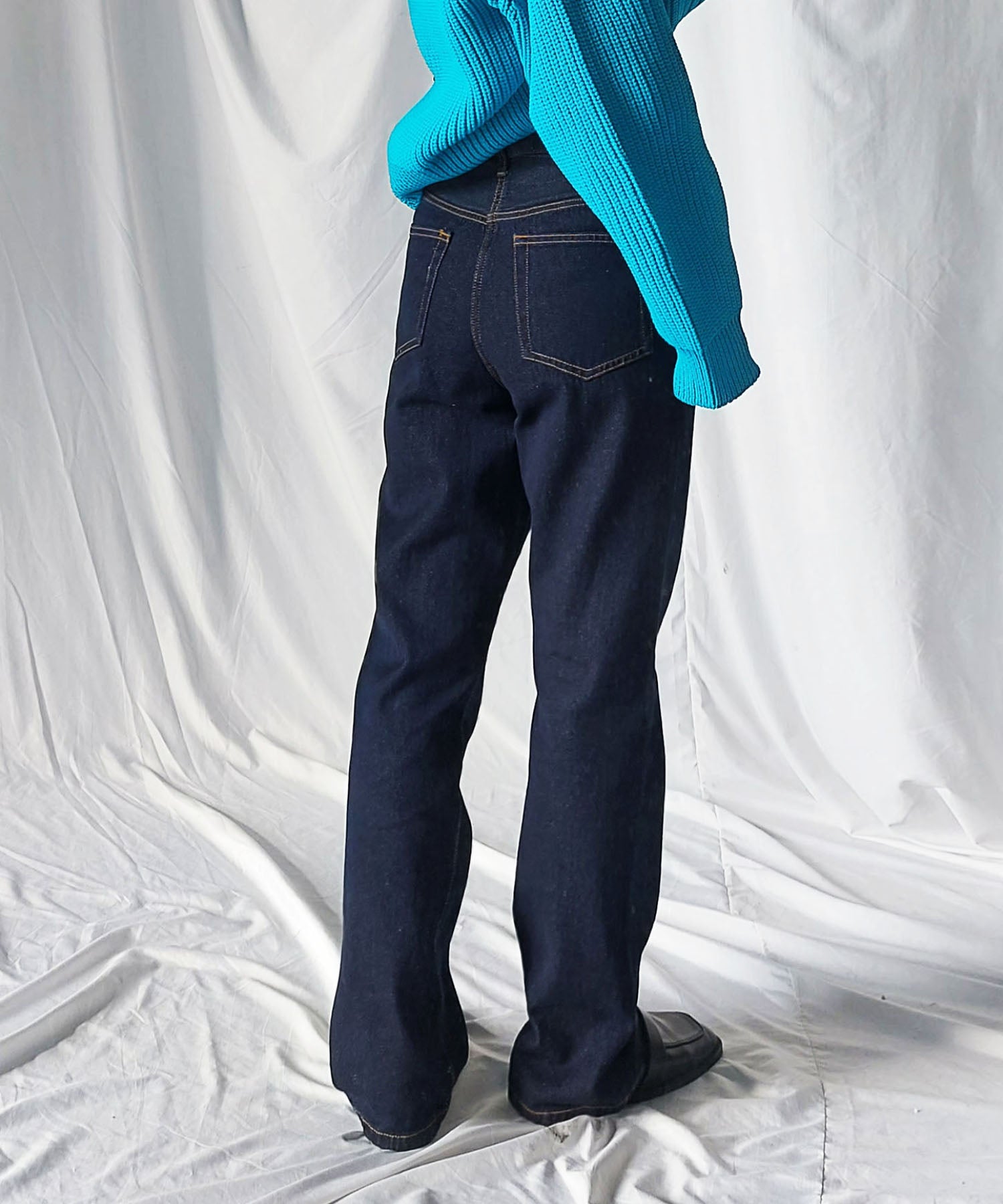 【 選べる２サイズ ／ ３カラー 】ハイウエストストレートウォッシュデニムパンツ