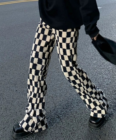 ブロックチェックスムースベロアパンツ