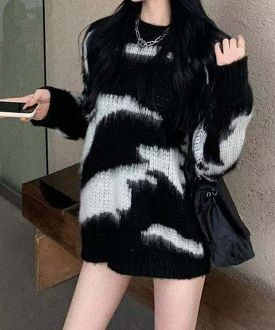 モヘアライクオーバーサイズゼブラニット