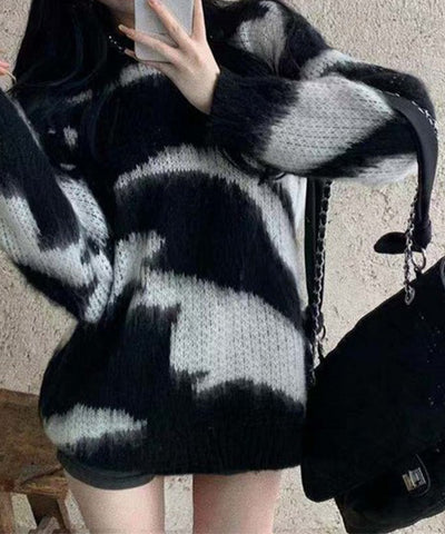 モヘアライクオーバーサイズゼブラニット