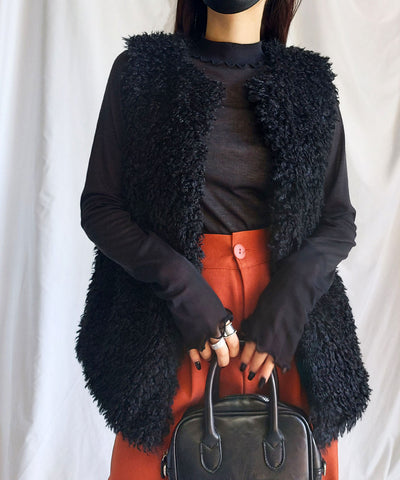 シアー切替プチハイネックメロートップス