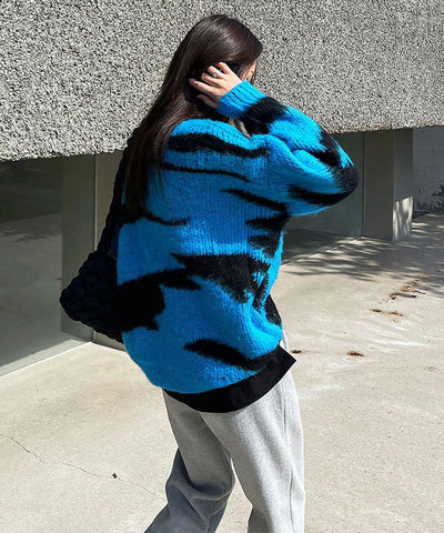 モヘアライクオーバーサイズゼブラニット
