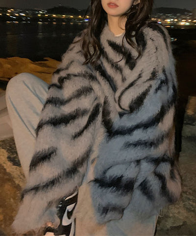 ビッグシルエットモヘアライクゼブラニット ／ big silhouette mohair like zebra knit
