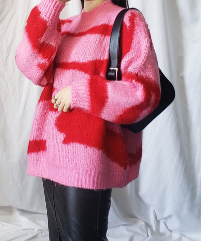 モヘアライクオーバーサイズゼブラニット