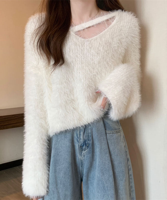 【 7color 】カットアウトショートシャギーニット