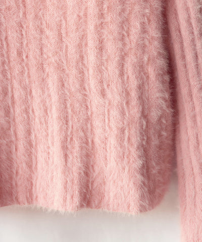 【 ７color 】ショート丈ワイドリブシャギーニット