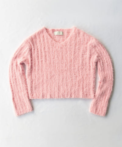 【 ７color 】ショート丈ワイドリブシャギーニット