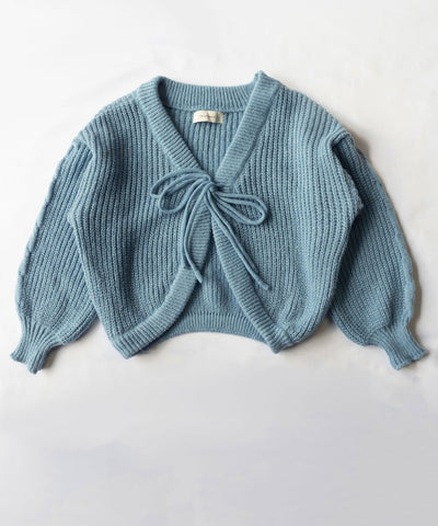 【 ５color 】フロントダブルリボンショートボレロカーディガン