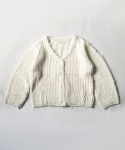 【 me+em select original 】ワイドスリーブシャギーボリュームニットカーディガン ／ wide sleeve shaggy volume knit cardigan