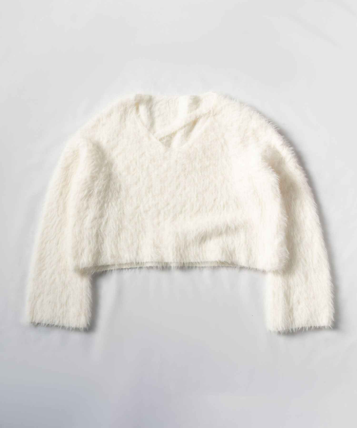 【 7color 】カットアウトショートシャギーニット