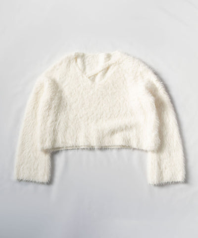 【 7color 】カットアウトショートシャギーニット