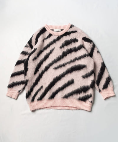ビッグシルエットモヘアライクゼブラニット ／ big silhouette mohair like zebra knit