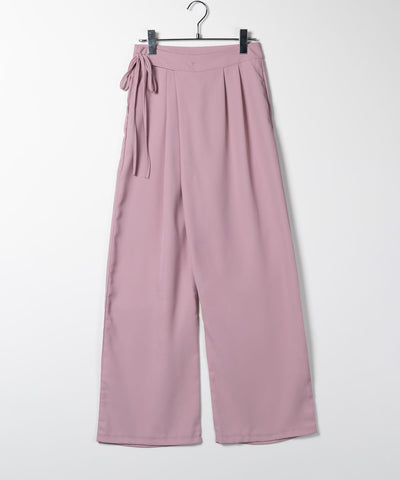 【 ３color ／ ３size 】華奢サイドリボンツータックスラックス