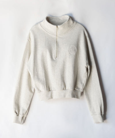 【 セットアップ対応 】OBE刺繍 ハーフジップショートスウェット【 韓国製 】