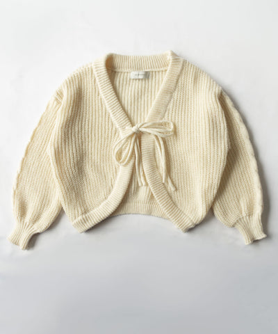 【 ５color 】フロントダブルリボンショートボレロカーディガン