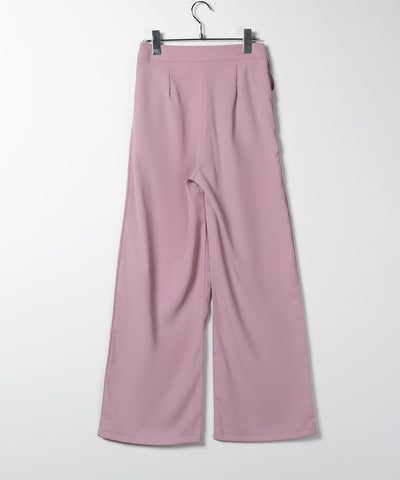 【 ３color ／ ３size 】華奢サイドリボンツータックスラックス