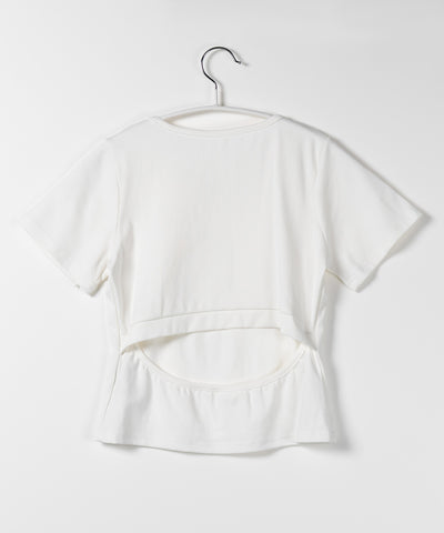 【 ５color 】カットアウトバックスリットクロップドＴシャツ