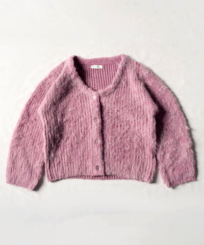 【 me+em select original 】ワイドスリーブシャギーボリュームニットカーディガン ／ wide sleeve shaggy volume knit cardigan