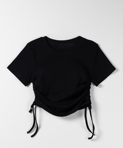 【 ８color 】サイドシャーリングリボンショート半袖Ｔシャツ