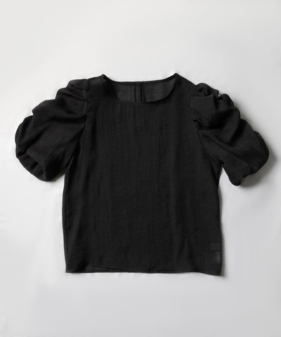 【 5color 】シャーリングパフスリーブグロッシーシアーブラウス