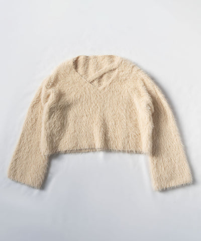 【 7color 】カットアウトショートシャギーニット