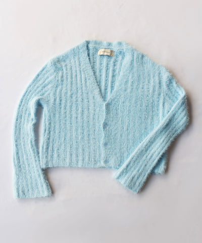 【 ５color 】ショートシャギーリブニットカーディガン
