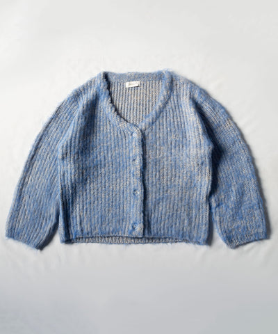 【 me+em select original 】ワイドスリーブシャギーボリュームニットカーディガン ／ wide sleeve shaggy volume knit cardigan