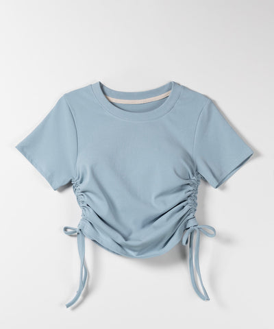 【 ８color 】サイドシャーリングリボンショート半袖Ｔシャツ