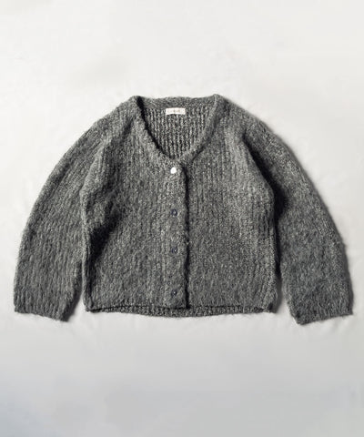 【 me+em select original 】ワイドスリーブシャギーボリュームニットカーディガン ／ wide sleeve shaggy volume knit cardigan