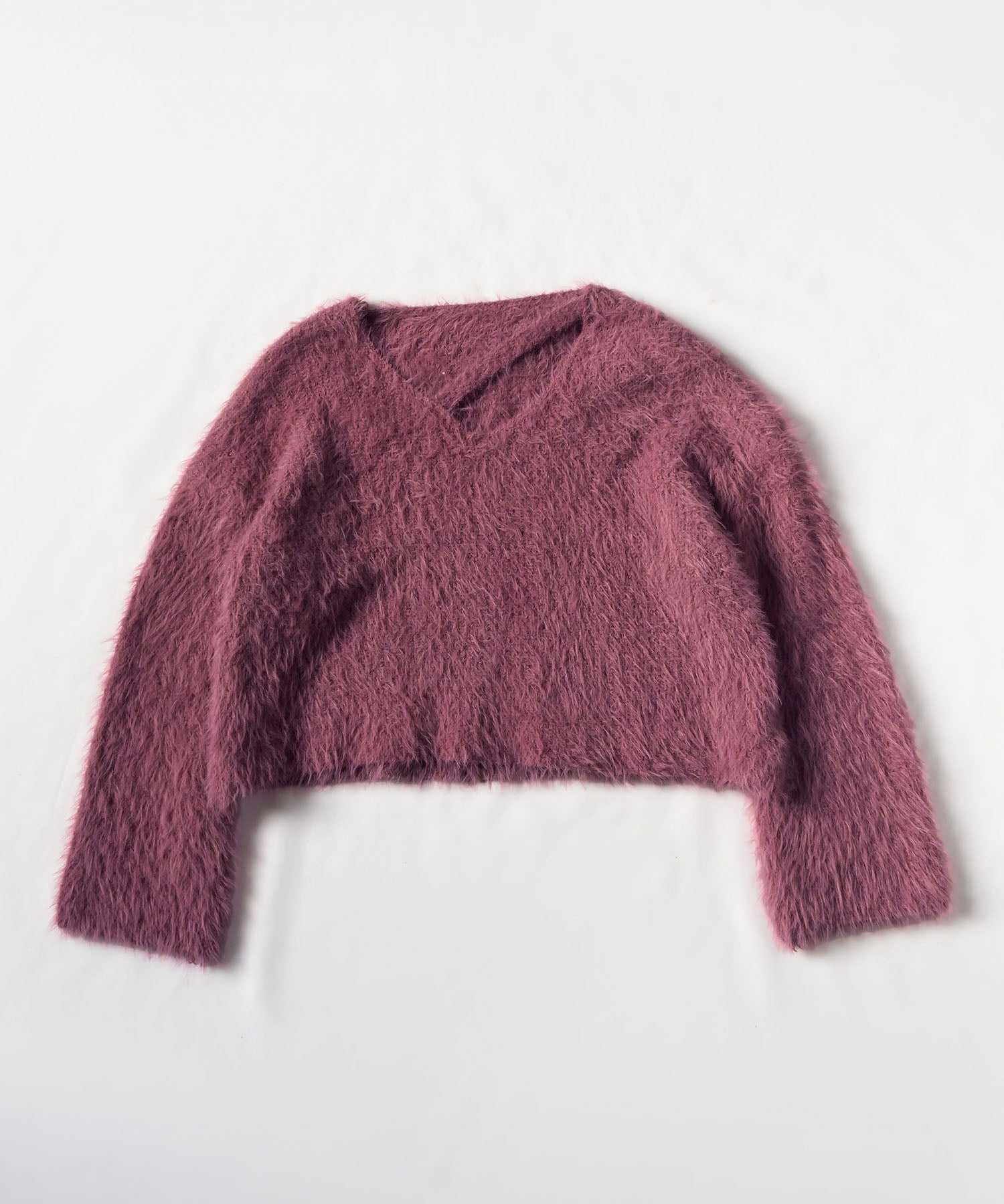 【 7color 】カットアウトショートシャギーニット