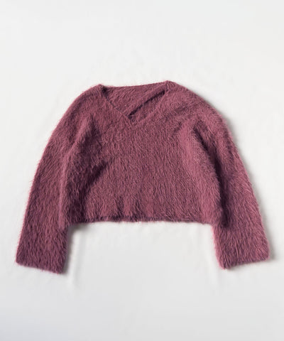 【 7color 】カットアウトショートシャギーニット