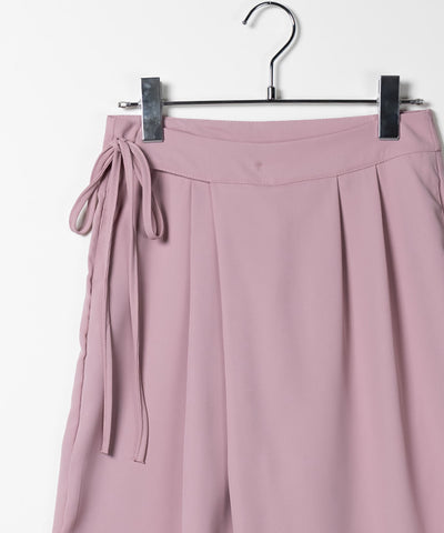 【 ３color ／ ３size 】華奢サイドリボンツータックスラックス