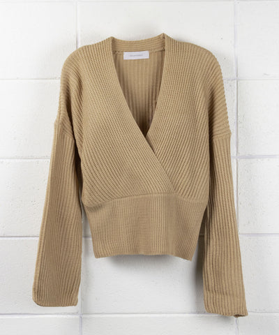 【 5color 】ウエストリブカシュクールショートニット