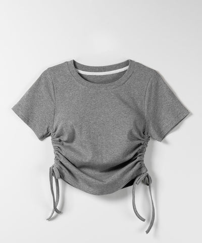 【 ８color 】サイドシャーリングリボンショート半袖Ｔシャツ