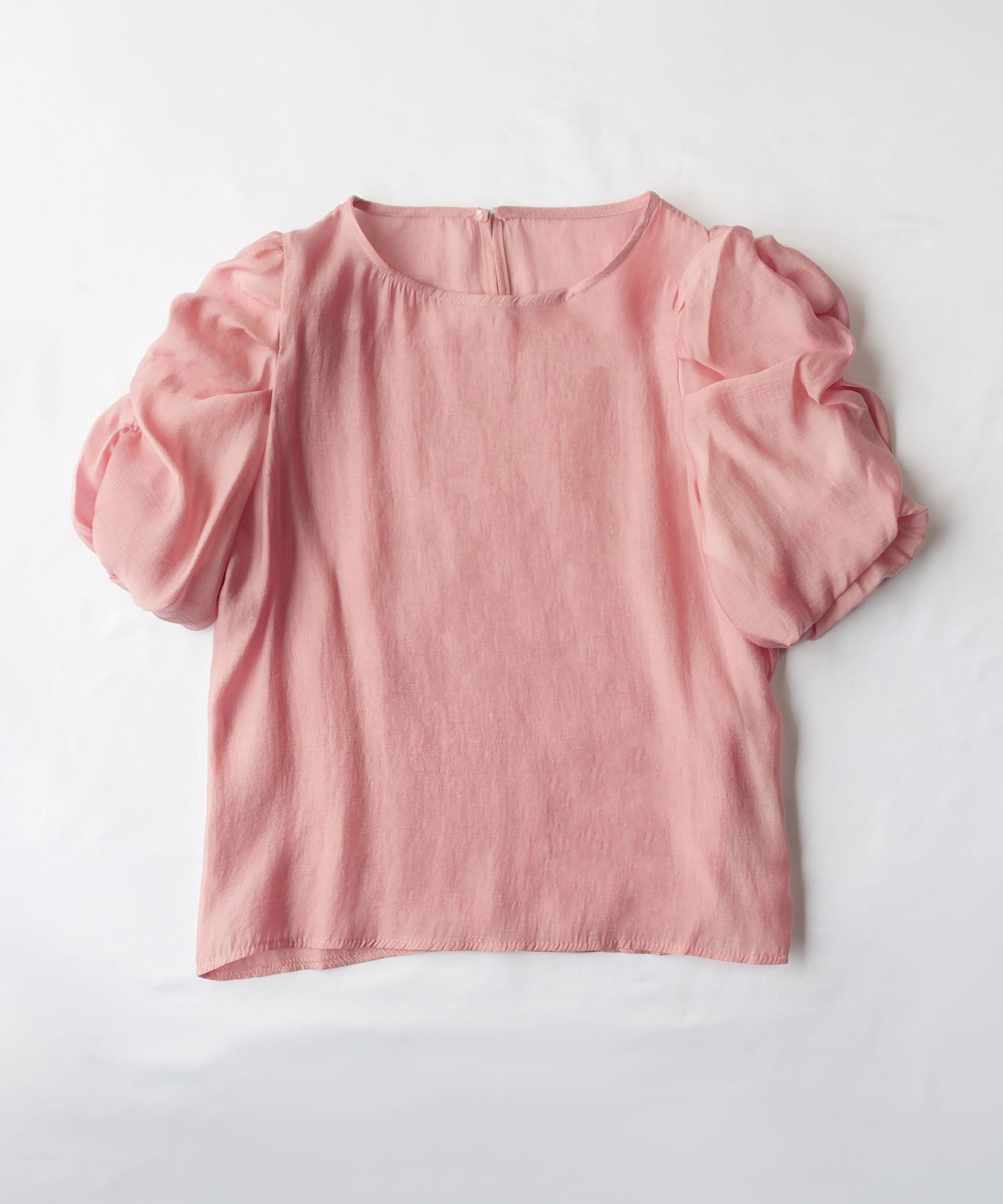 【 5color 】シャーリングパフスリーブグロッシーシアーブラウス